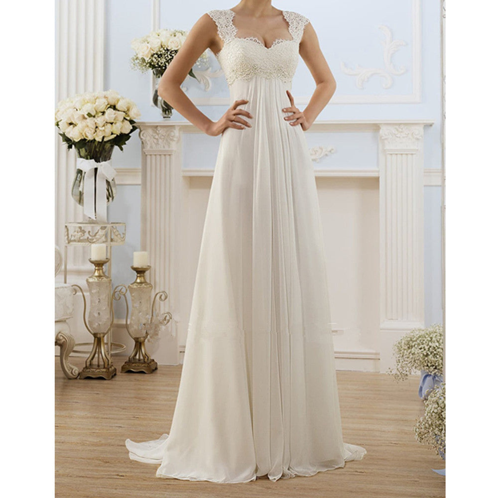 Lena Abendkleid Lang Mit Spitzenmieder Und Empire Taille Für Damen - Elegantes Kleid Für Hochzeiten Und Abendveranstaltungen-2