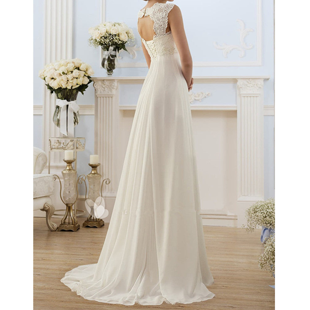 Lena Abendkleid Lang Mit Spitzenmieder Und Empire Taille Für Damen - Elegantes Kleid Für Hochzeiten Und Abendveranstaltungen-3