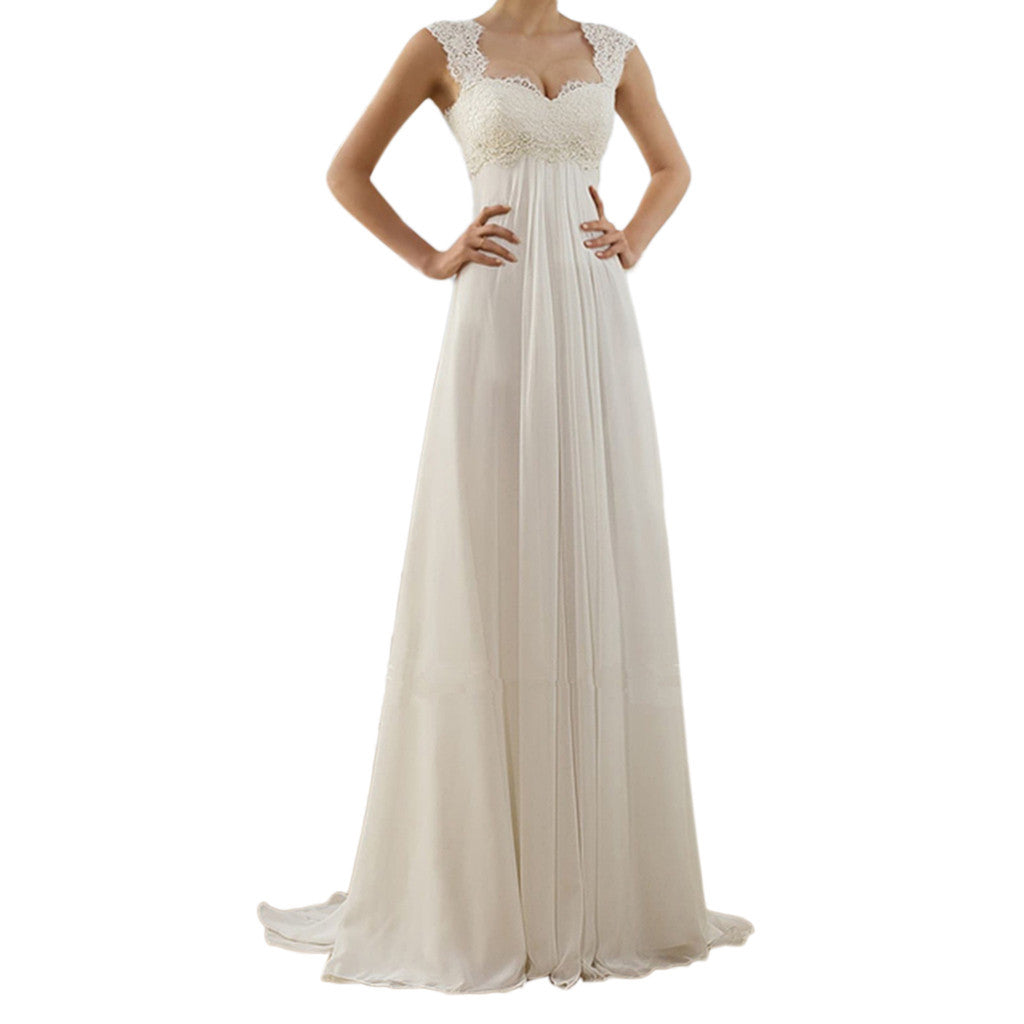 Lena Abendkleid Lang Mit Spitzenmieder Und Empire Taille Für Damen - Elegantes Kleid Für Hochzeiten Und Abendveranstaltungen-4