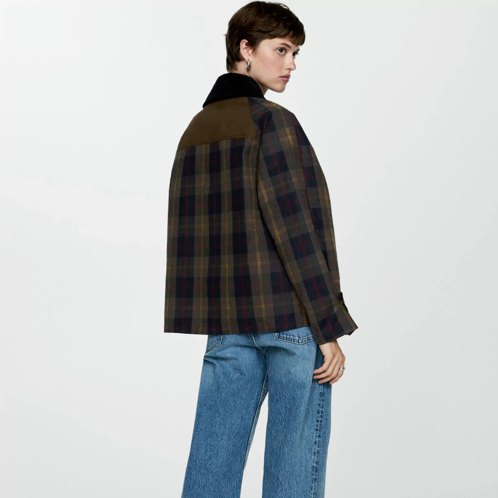 Skylar - Elegante karierte Jacke mit Plüschkragen