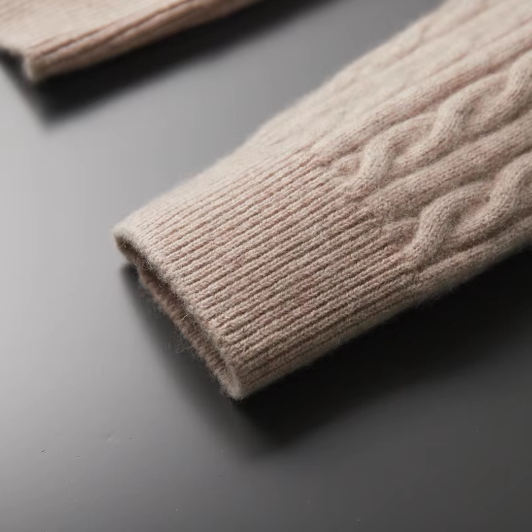 Herren Pullover Grau Größe M Kaschmir-Wollmischung Kabelstrick Viertelzip-6
