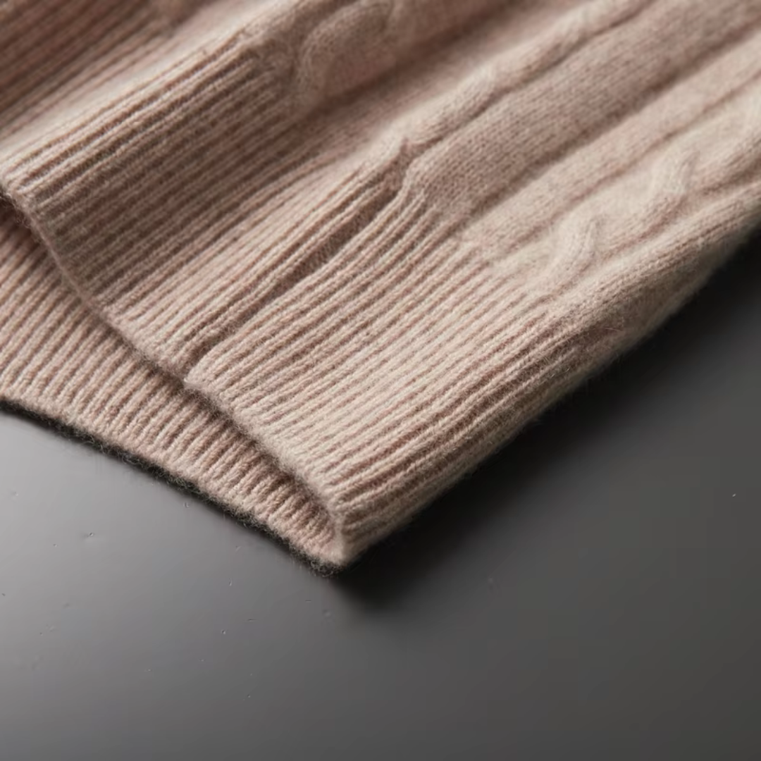 Herren Pullover Grau Größe M Kaschmir-Wollmischung Kabelstrick Viertelzip-5