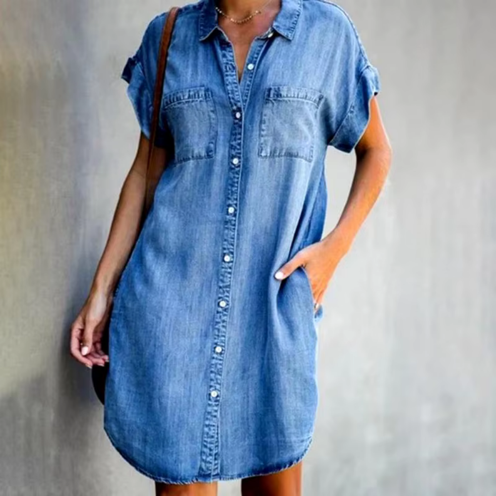 DENIYA – Die retro-denimhemdkleid für lässige eleganz unterwegs