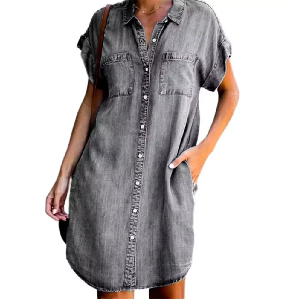 DENIYA – Die retro-denimhemdkleid für lässige eleganz unterwegs