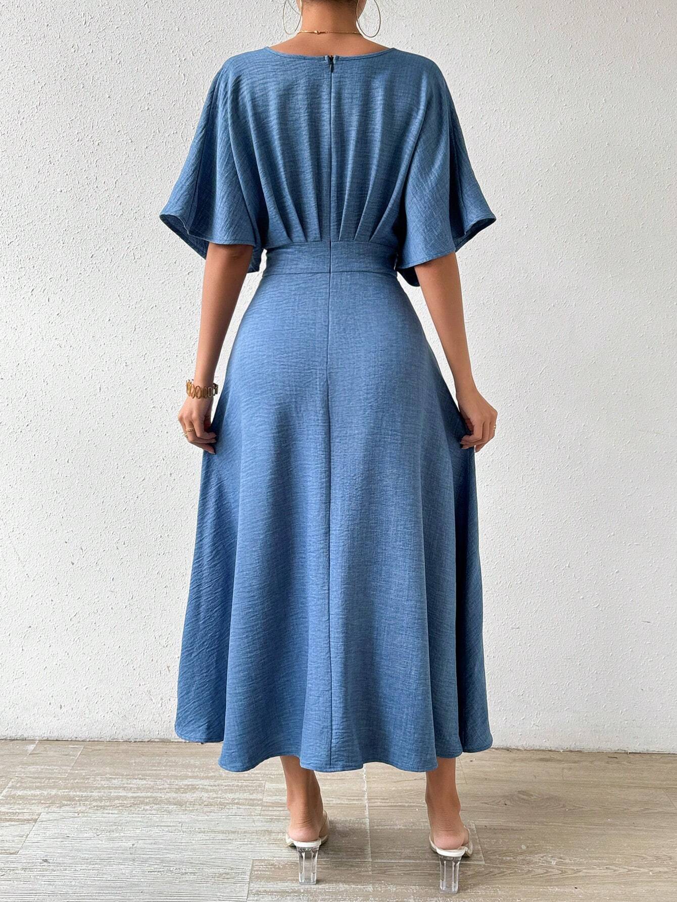 Adeline – Elegantes Maxikleid Sommer für Damen mit V-Ausschnitt und Fledermausärmeln, Ideal für Festliche Anlässe-3
