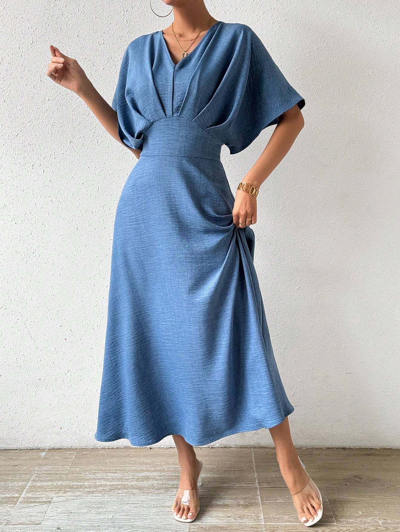 Adeline – Elegantes Maxikleid Sommer für Damen mit V-Ausschnitt und Fledermausärmeln, Ideal für Festliche Anlässe-4