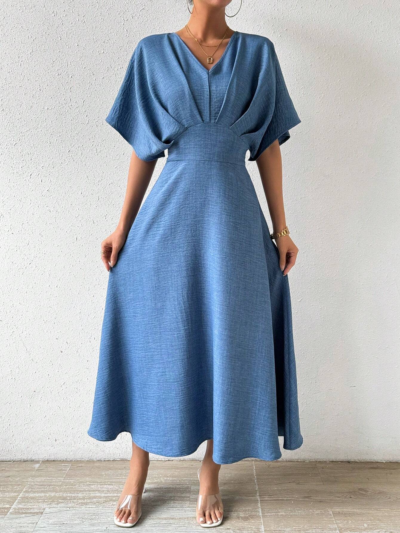 Adeline – Elegantes Maxikleid Sommer für Damen mit V-Ausschnitt und Fledermausärmeln, Ideal für Festliche Anlässe-6