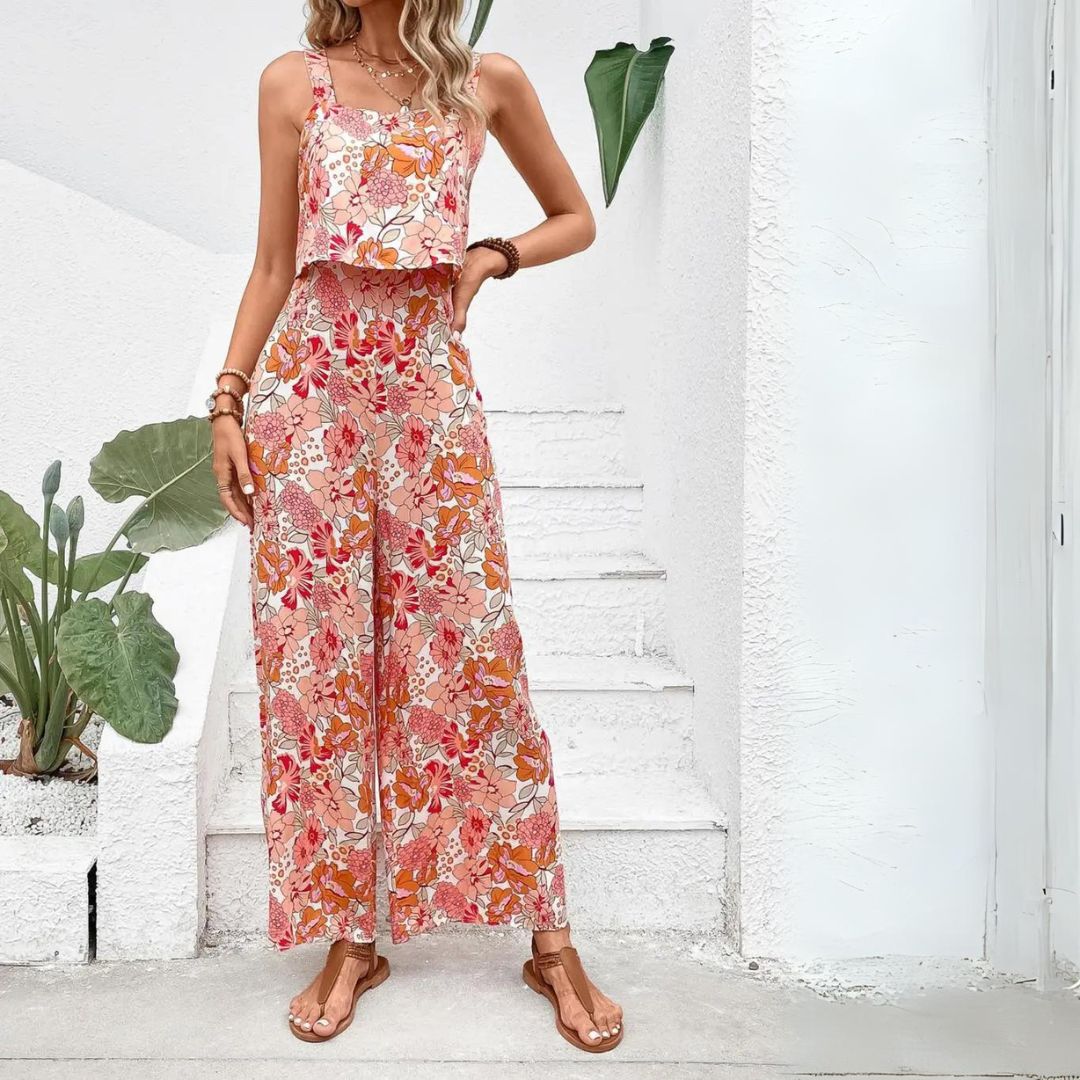 Variant image for Lena Jumpsuit Damen Sommer - Ärmellos Mit Blumendruck & Weitem Bein - Eleganter Overall Für Entspannte Tage-2
