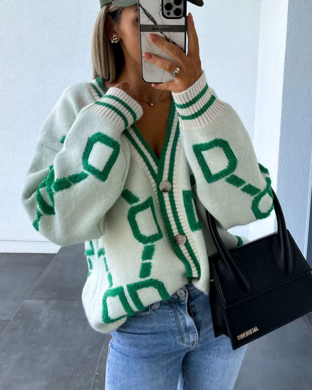 Dali - Geometric Pattern Cardigan für Winter