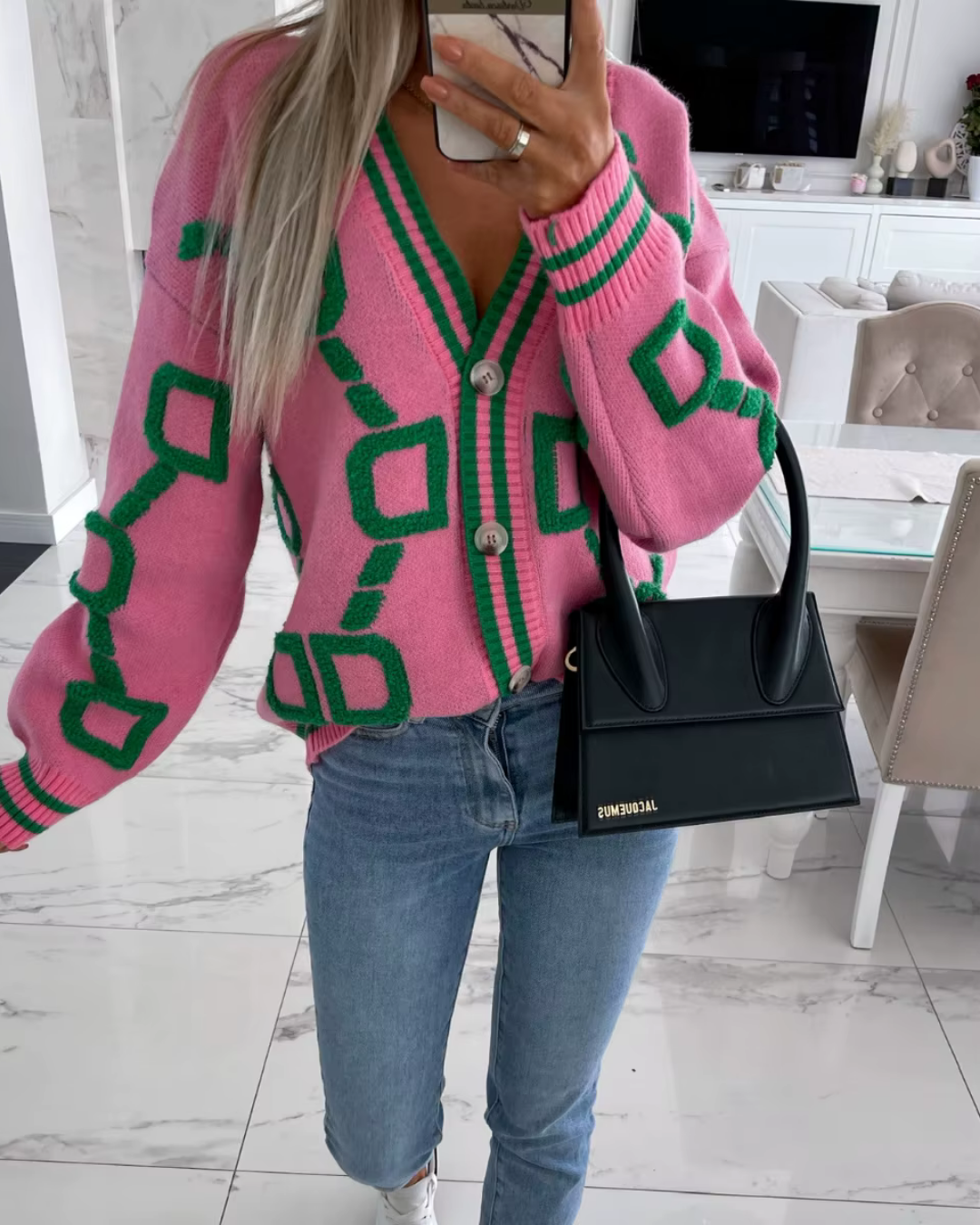 Dali - Geometric Pattern Cardigan für Winter