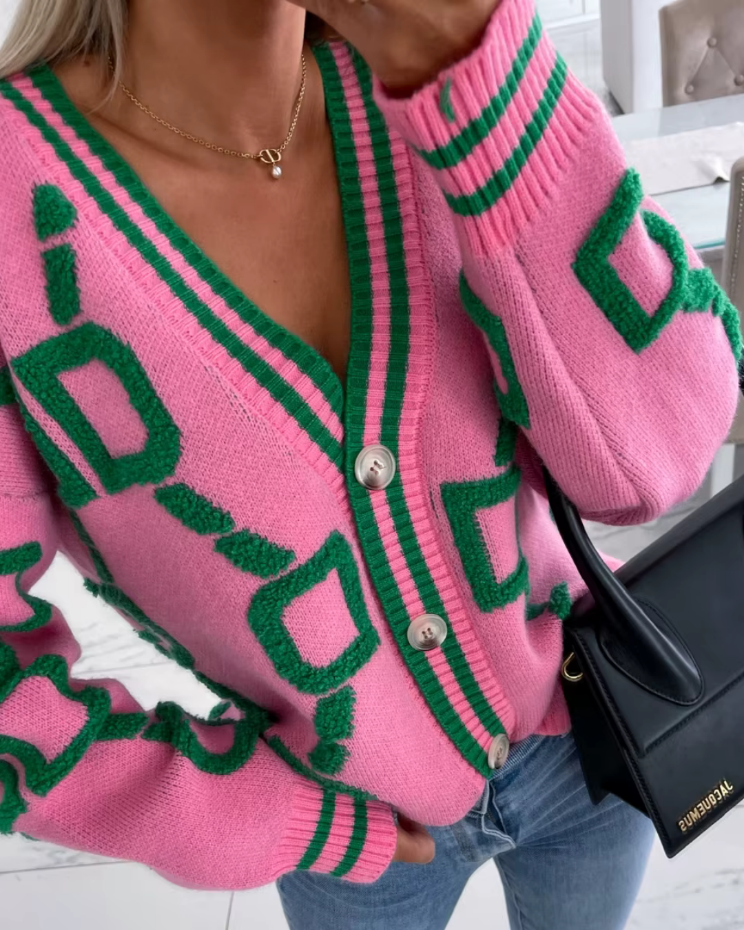 Dali - Geometric Pattern Cardigan für Winter