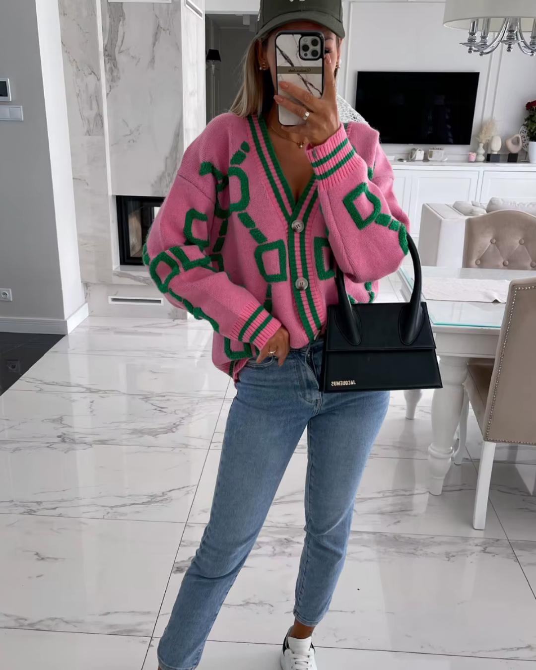Dali - Geometric Pattern Cardigan für Winter