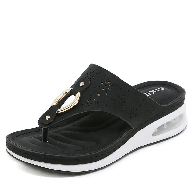 Anna - Damen Flip Flops Mit Keilabsatz Und Luftpolster - Bequem Für Sommerliches Tragen-6