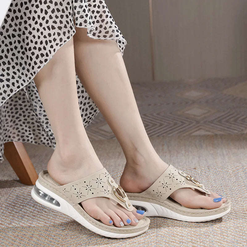 Anna - Damen Flip Flops Mit Keilabsatz Und Luftpolster - Bequem Für Sommerliches Tragen-4