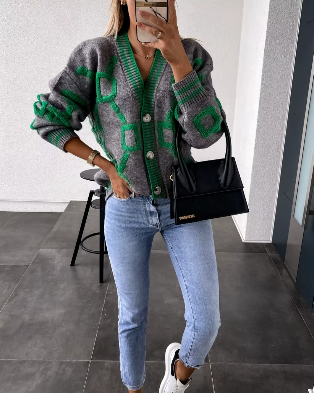 Dali - Geometric Pattern Cardigan für Winter