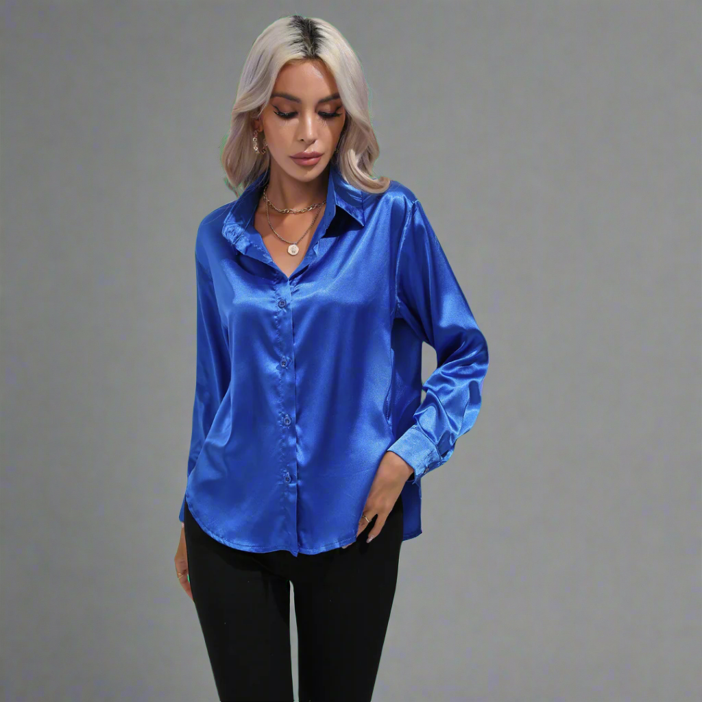 Xaveria | Elegante Damenbluse Aus Satin Für Festliche Anlässe – Luxuriöser Glanz & Bequemer Schnitt-1