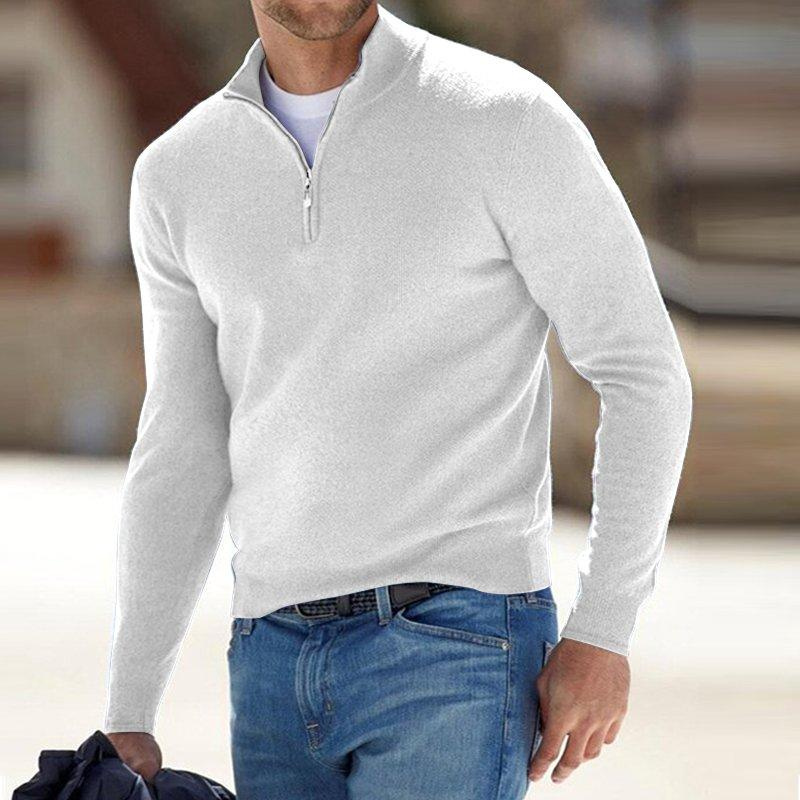 Herrenpullover Halbzip Grau Größe M Wollstrick-6