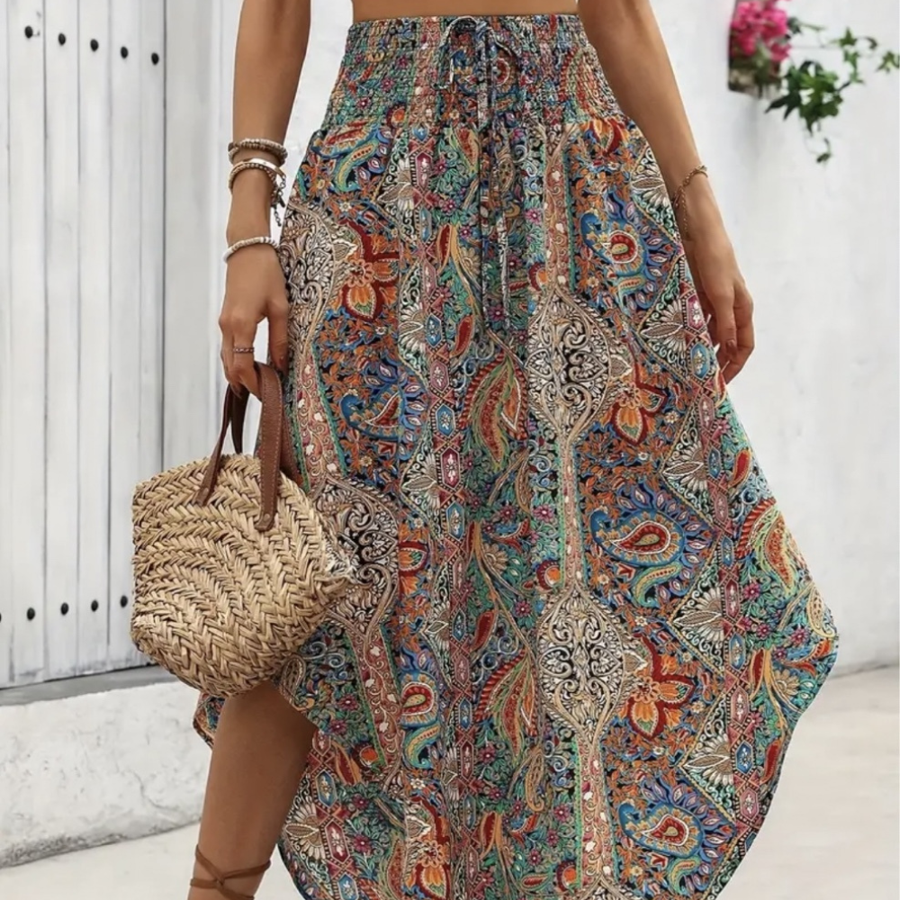 Madille - Damen Boho Maxirock mit Ethno-Muster