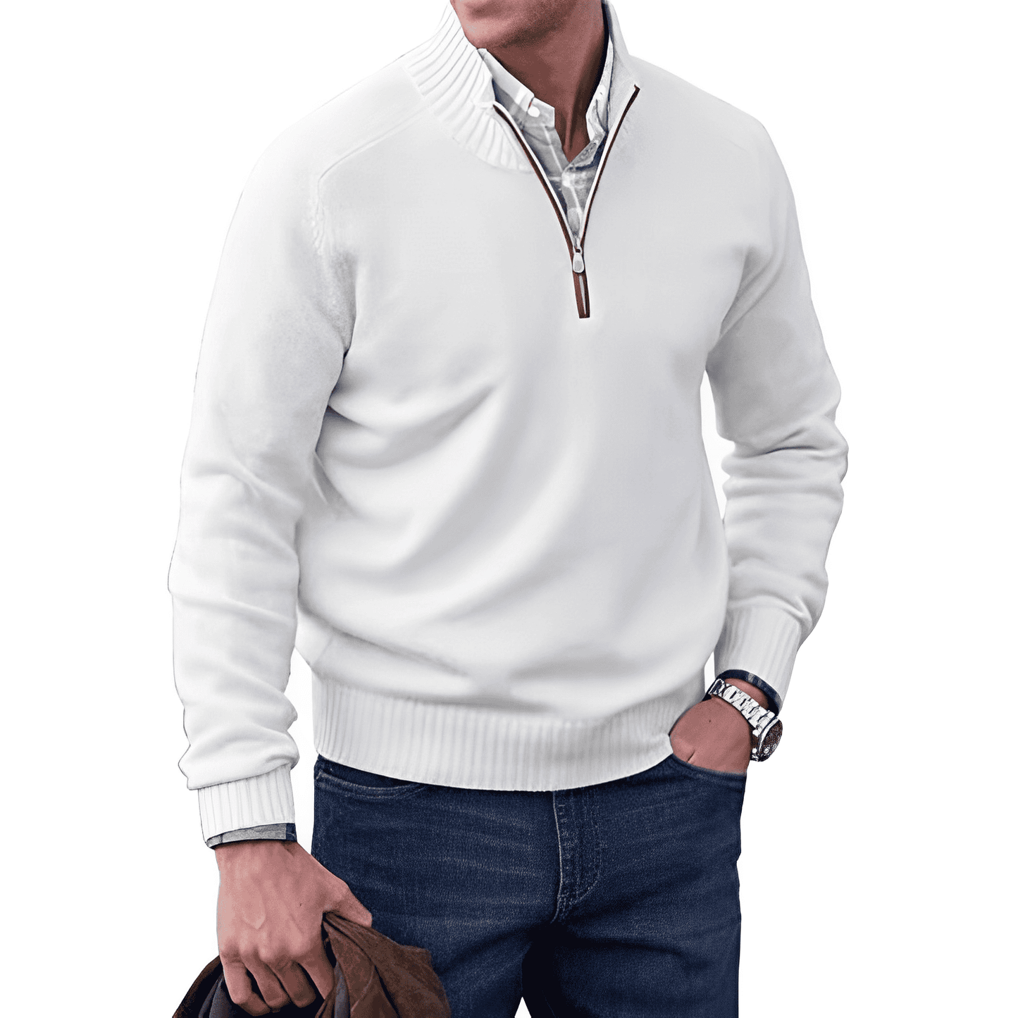 Variant image for Herrenpullover Grau Größe M Strick Viertel-Zip-43