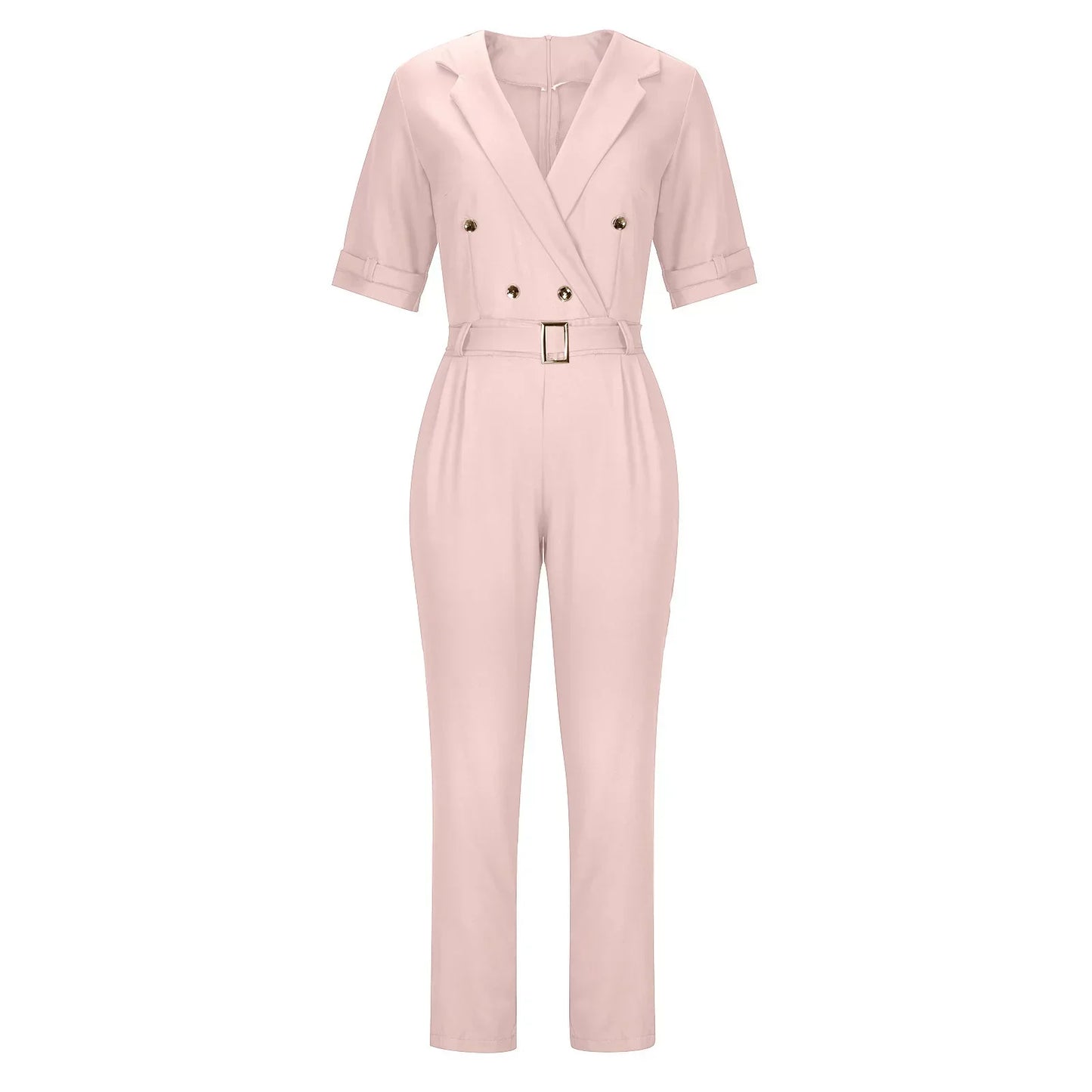 Variant image for Lena Jumpsuit Damen Elegant - Doppelbrust Wrap Design - V-Ausschnitt - Kurzarm - Schwarz - Perfekt Für Festliche Anlässe-5