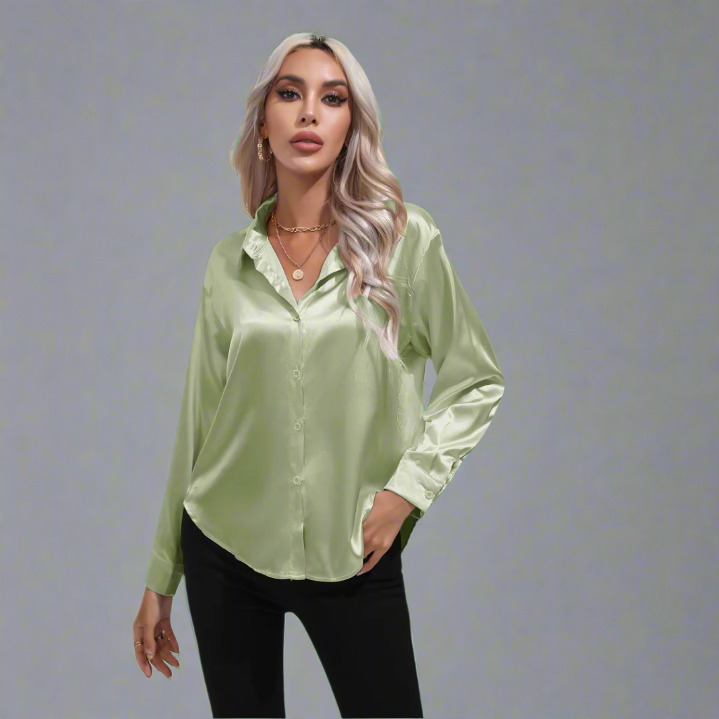 Xaveria | Elegante Damenbluse Aus Satin Für Festliche Anlässe – Luxuriöser Glanz & Bequemer Schnitt-5