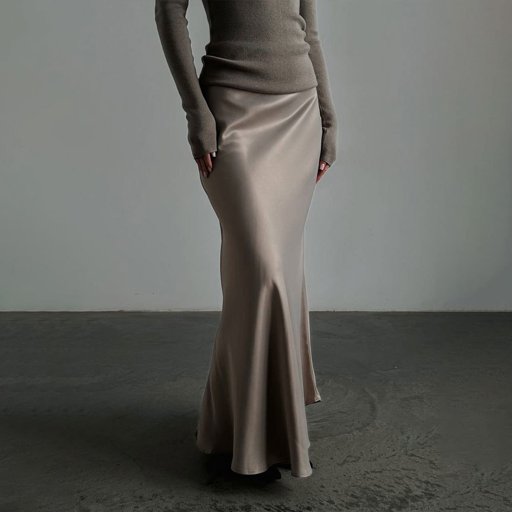 Cordelia - Langer Satinrock Mit Sirenensaum Für Elegante Frauen - Glamouröser Stil In S, M, L, XL-5
