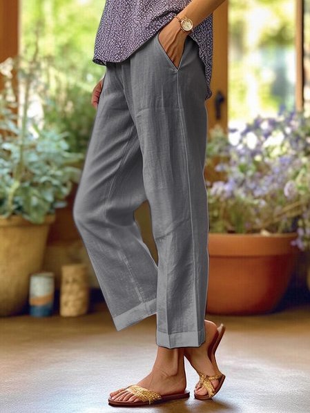 Variant image for Anna's Weiße Leinenhose Damen – Lässig, Knöchellang, Atmungsaktiv, Stilvoll-17