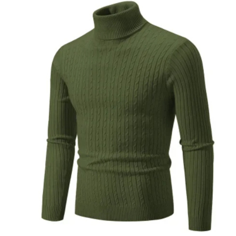 Herrenpullover Schwarz Größe M Viskose Slim Fit Rollkragen-3