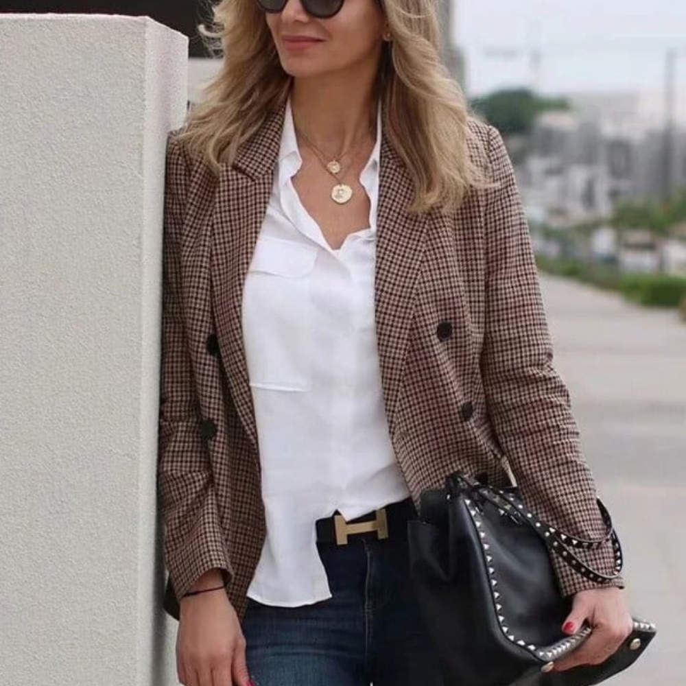 Stylischer, farbenfroher Karo-Blazer für Damen - Beixina
