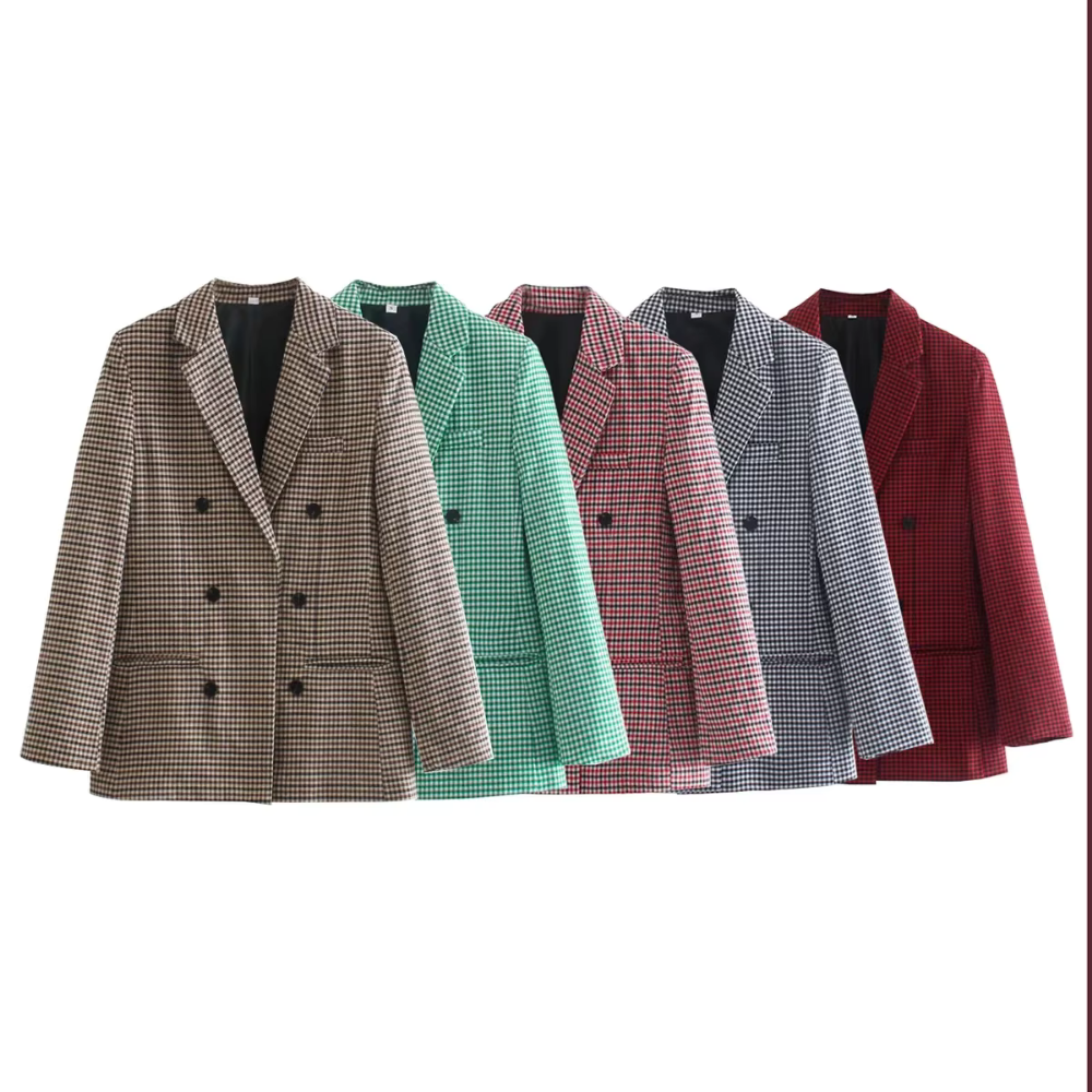 Stylischer, farbenfroher Karo-Blazer für Damen - Beixina