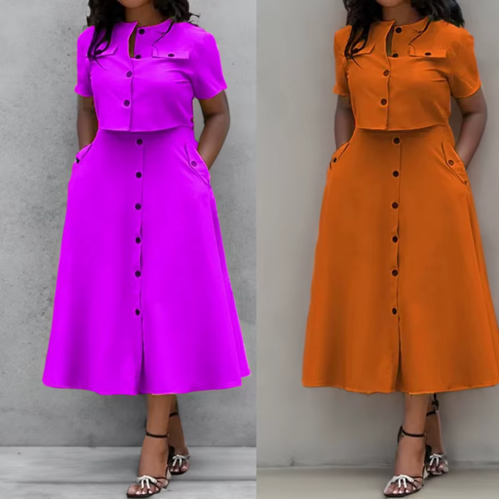 Adrianna - Geknöpftes Midi-Set mit Taschen