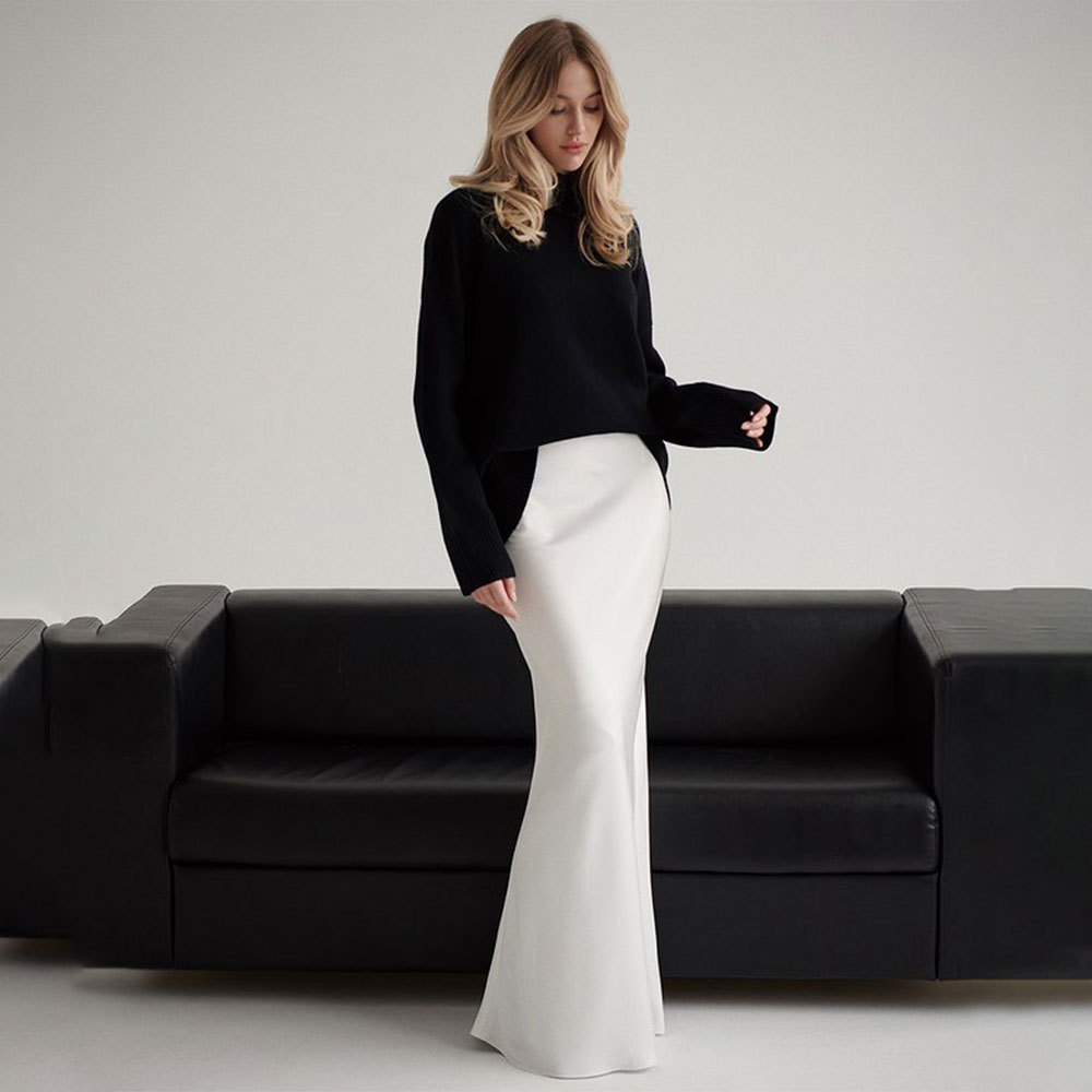 Cordelia - Langer Satinrock Mit Sirenensaum Für Elegante Frauen - Glamouröser Stil In S, M, L, XL-2