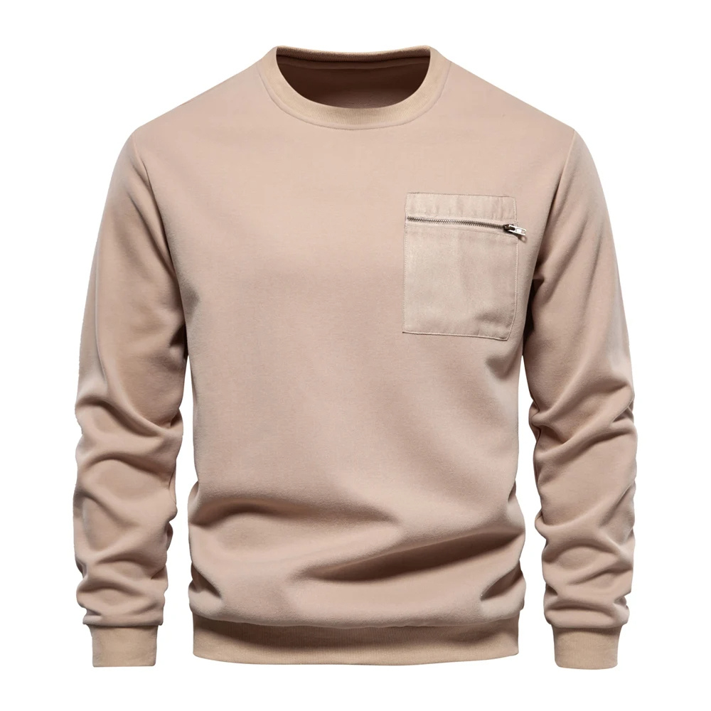 Variant image for Herrenpullover Grau Größe M Baumwolle mit Reißverschlusstasche und Rundhalsausschnitt-16