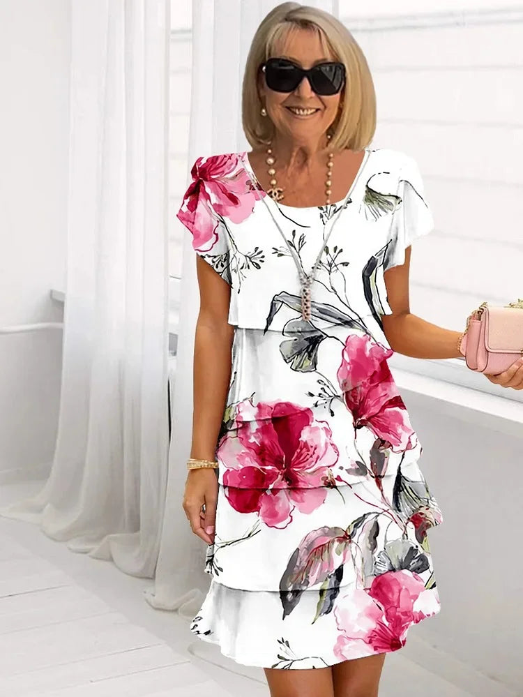 Variant image for Dalia – Florales Maxikleid Sommer Für Damen – Elegantes Lange Kleid Mit Rundhalsausschnitt-1