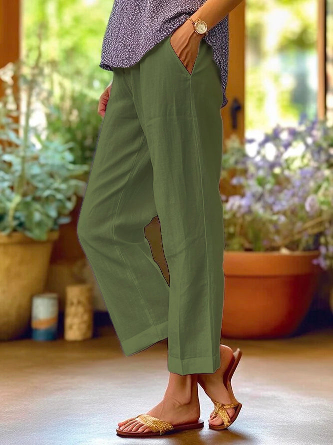 Variant image for Anna's Weiße Leinenhose Damen – Lässig, Knöchellang, Atmungsaktiv, Stilvoll-33