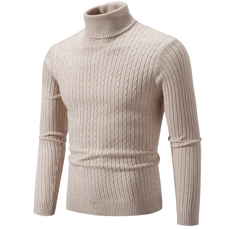 Herrenpullover Schwarz Größe M Viskose Slim Fit Rollkragen-5