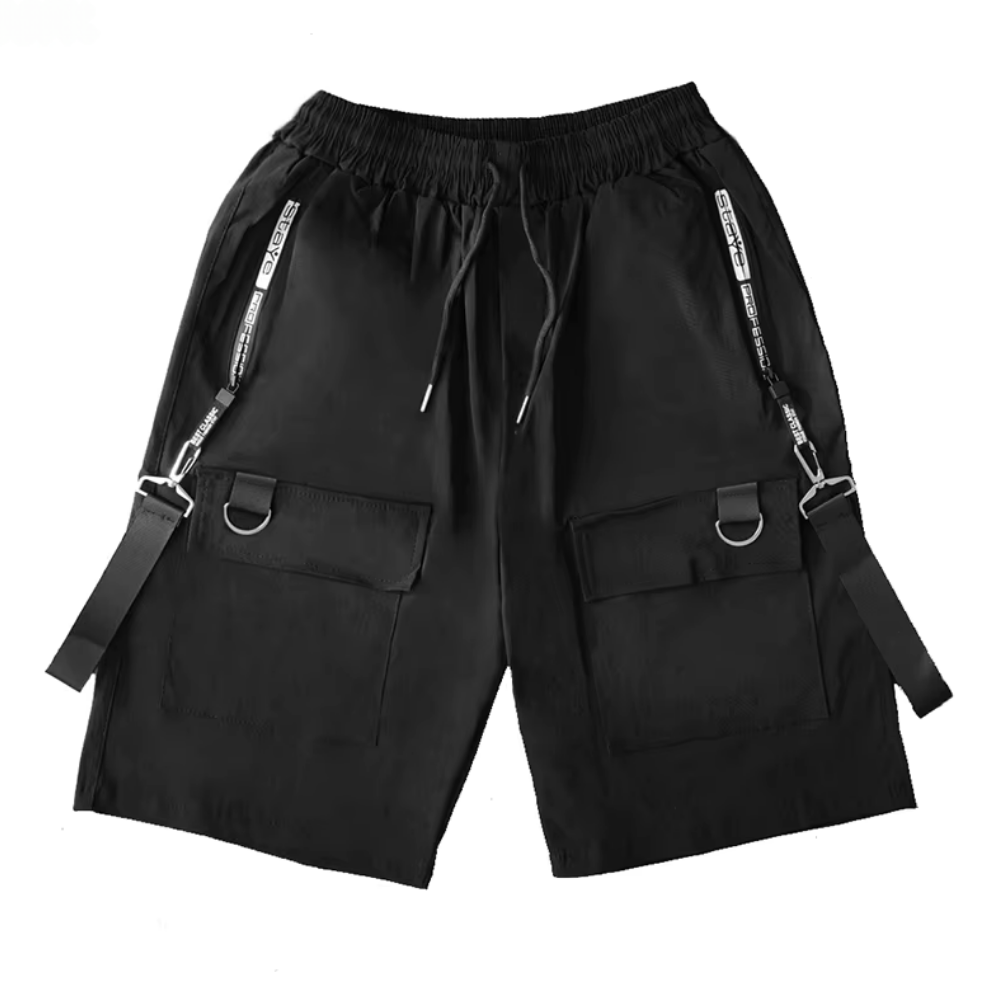 Ethord - Schwarze Cargo Shorts mit praktischen Details