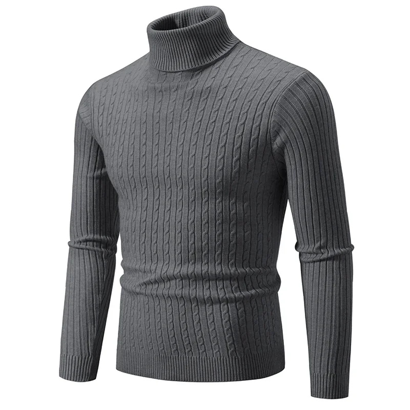 Herrenpullover Schwarz Größe M Viskose Slim Fit Rollkragen-6