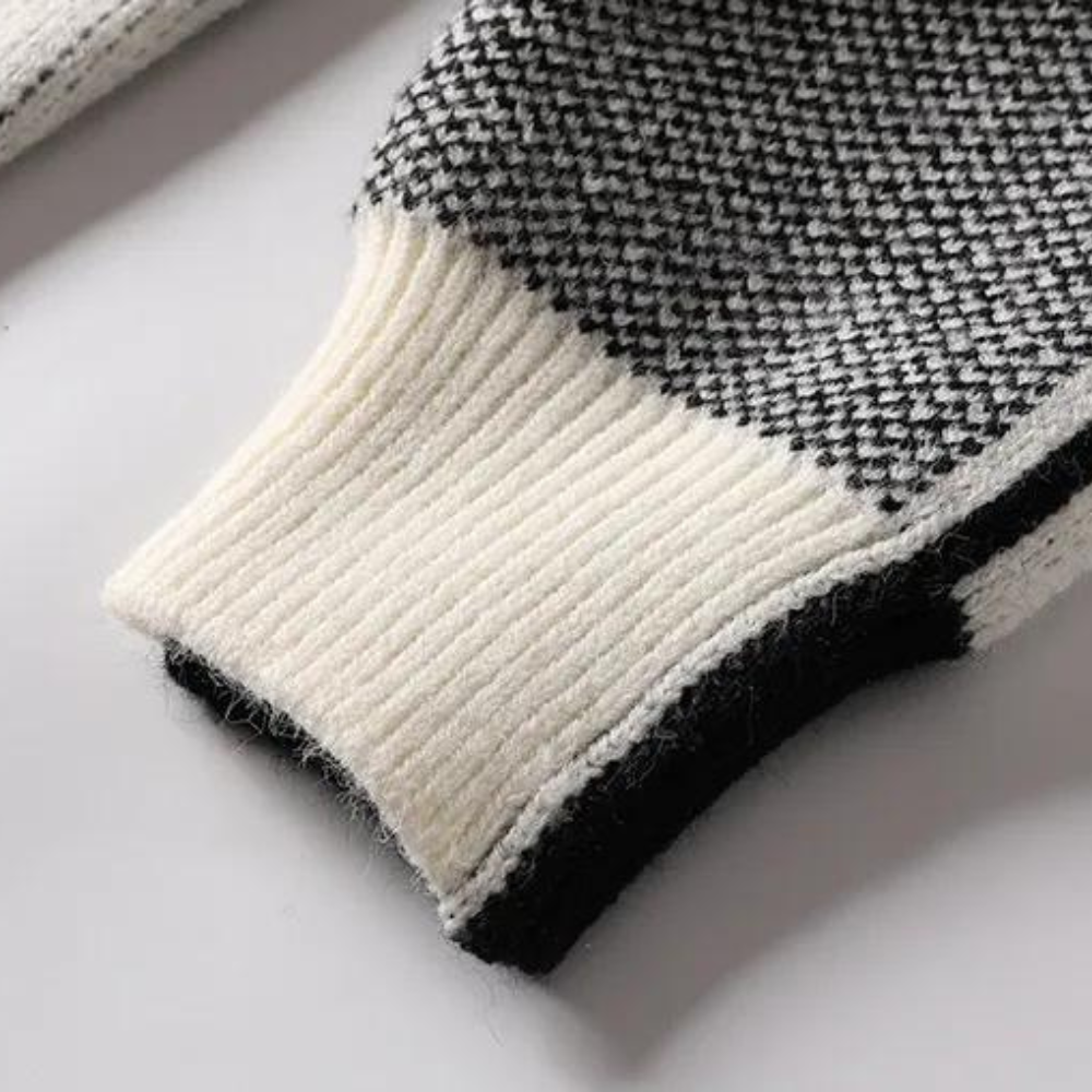 Herrenpullover Schwarz Größe M Acryl Geometrisches Design-5