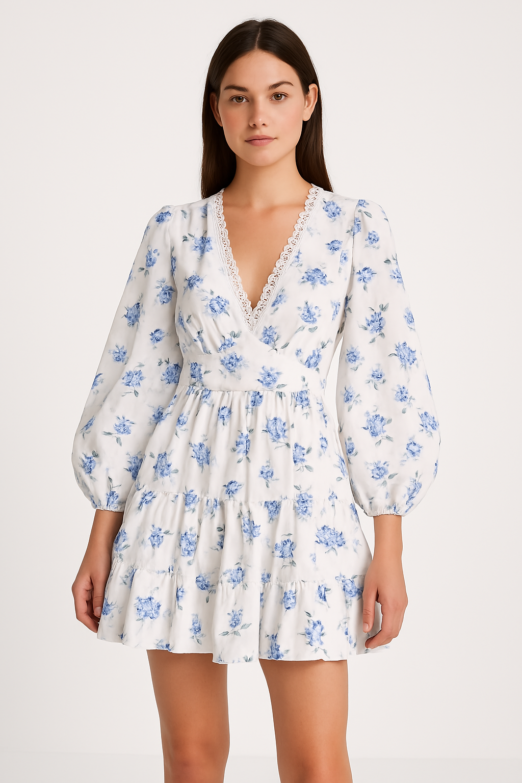 Damen A-Line Mini Kleid Weiß Größe M Baumwollmischung Festliche Kleider-3