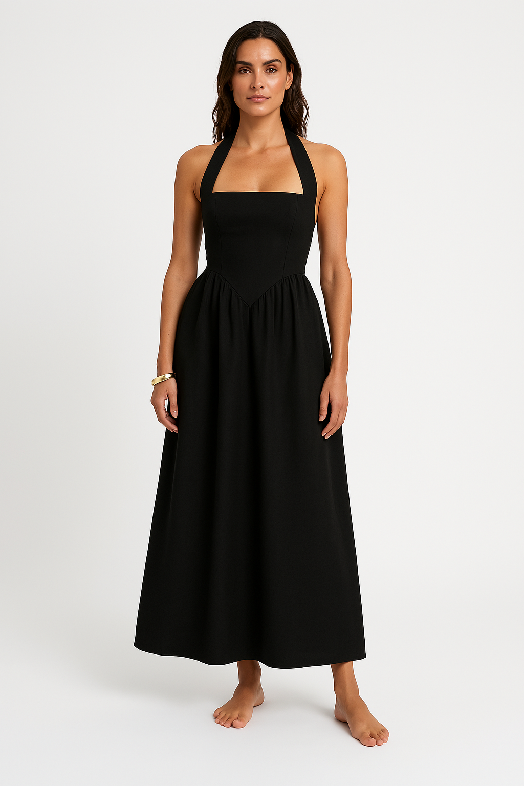 Lena Damen Maxikleid Sommer - Rückenfrei Halterneck - Elegante Lange Kleider für Frühling/Sommer-1