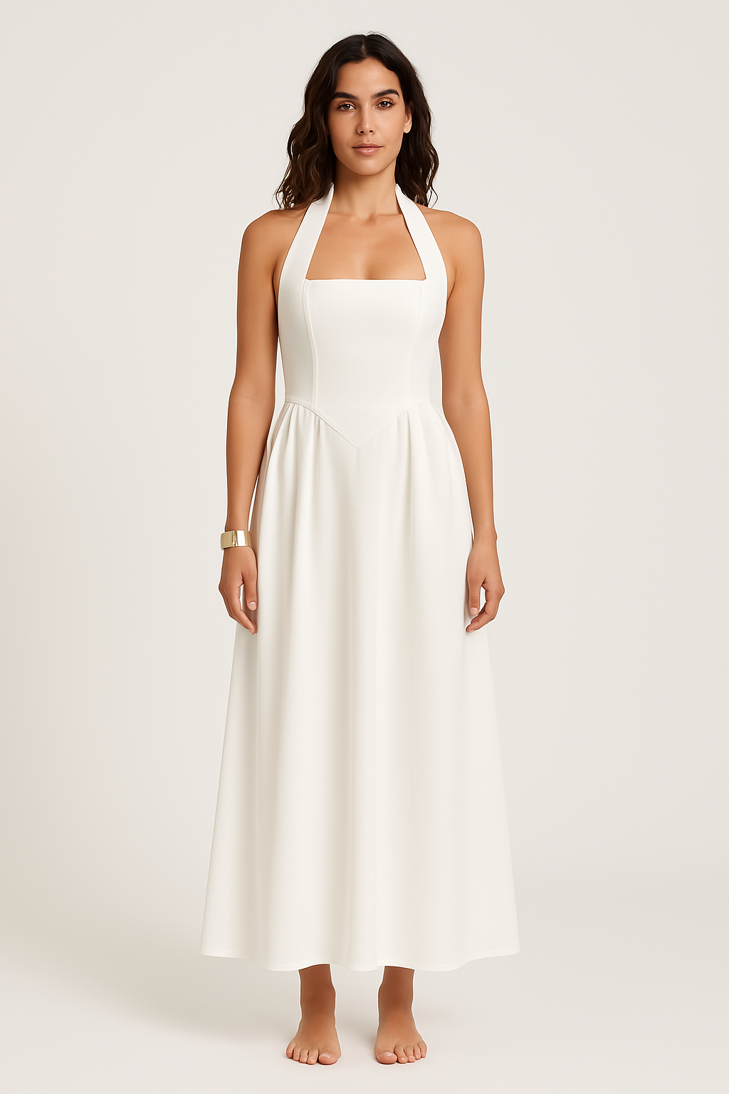 Lena Damen Maxikleid Sommer - Rückenfrei Halterneck - Elegante Lange Kleider für Frühling/Sommer-2