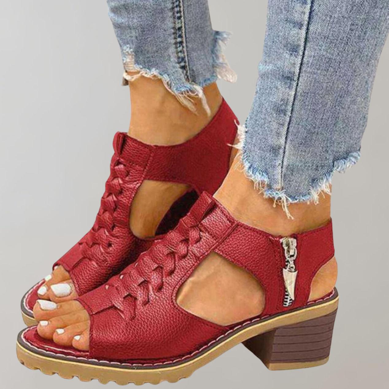 Anna - Orthopädische Damen Sandalen Mit Absatz | Stilvolle Sommerschuhe Im Spitzendesign-3