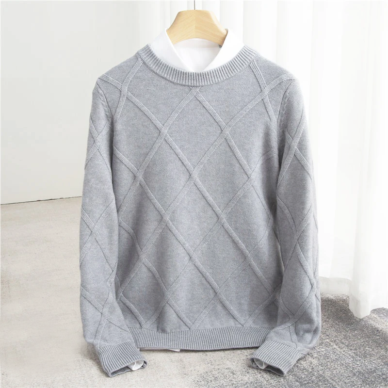Variant image for Herrenpullover Grau Größe M Wollmischung Langarm entspannt-7