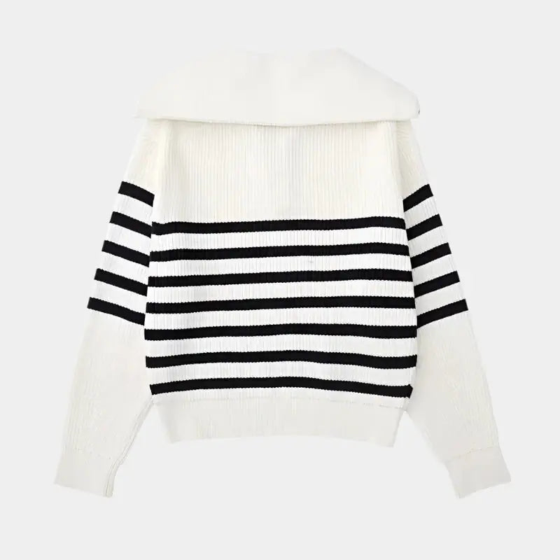Herren Pullover Weiß Größe M Wolle Halbzip mit Streifen-Design-3
