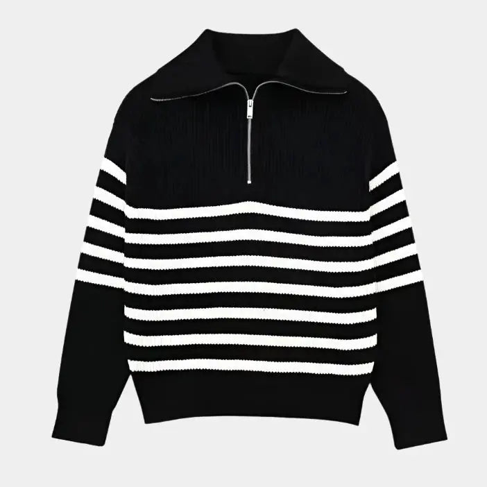 Variant image for Herren Pullover Weiß Größe M Wolle Halbzip mit Streifen-Design-7