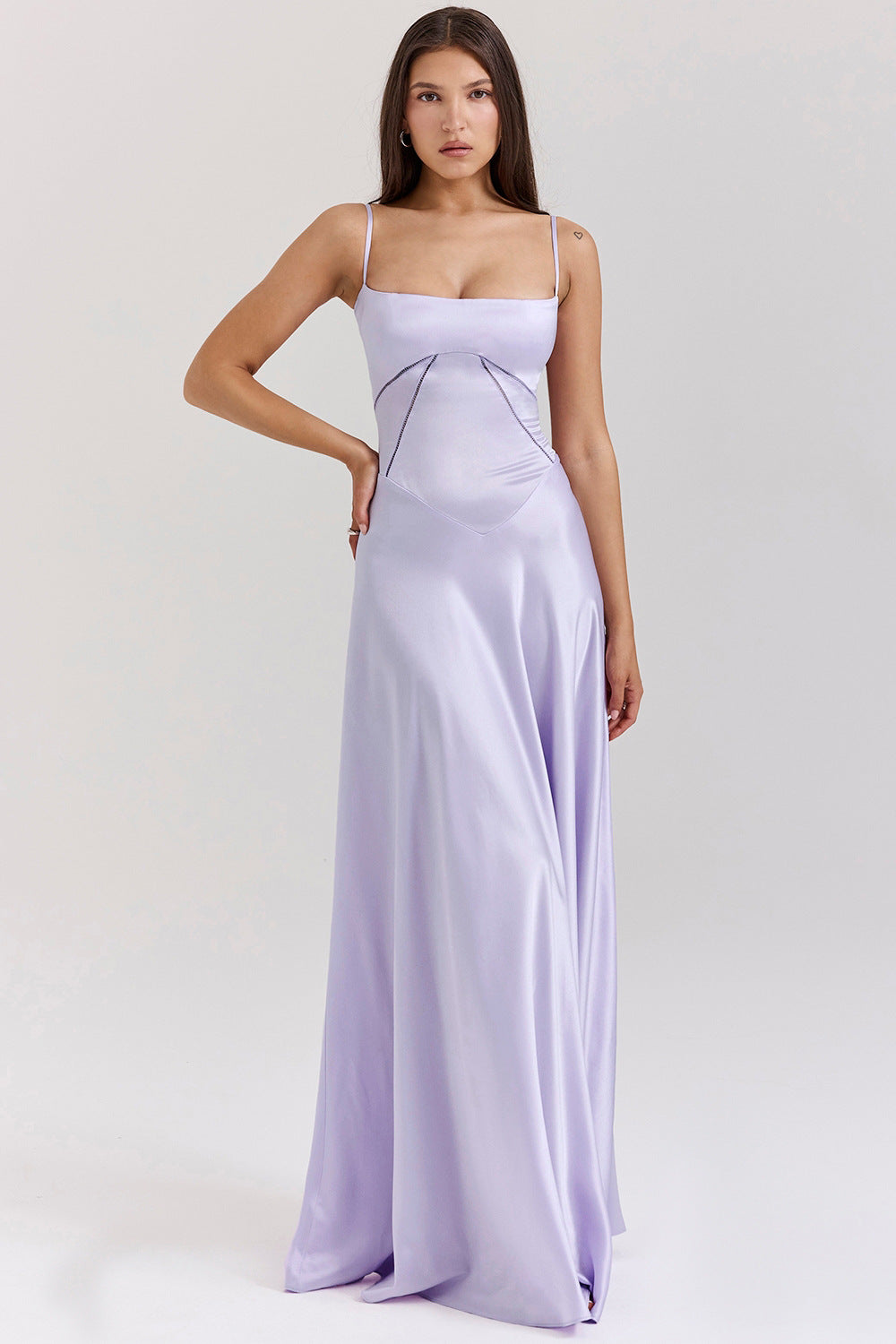 Lena Abendkleid Lang Aus Satin – A-Linie Mit Spaghetti-Trägern Für Elegante Anlässe-5
