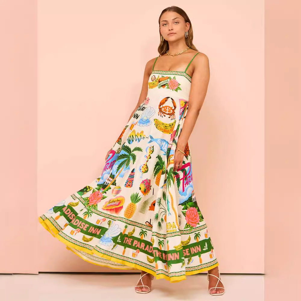 Lena Damen Midi Kleid - Smocked Mieder - Paisley Print - A-Linie - Sommerkleider für Freizeit und Urlaub-4