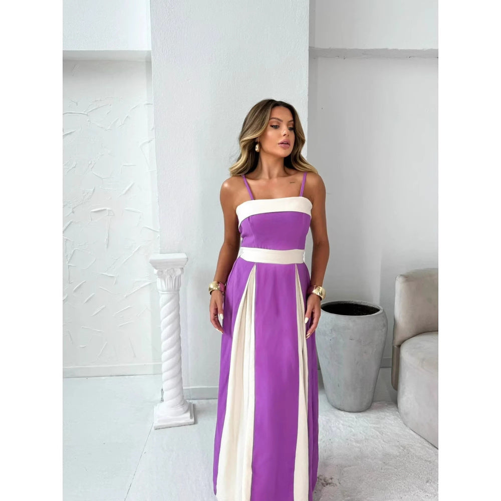 Lena Elegantes Maxikleid Sommer Damen - Ärmellos, Hohe Taille, Spaghetti-Träger, Fließender Rock-2