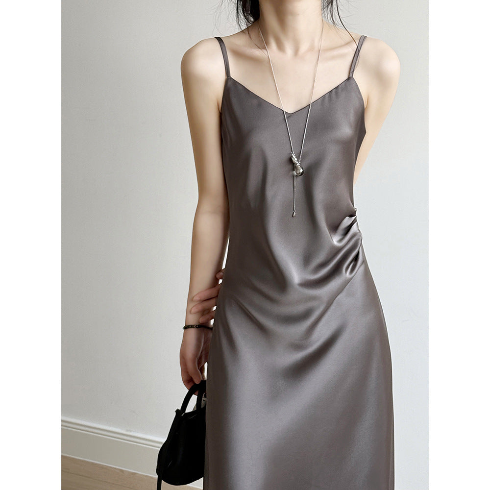 Lena Damen Satin A-Linie Camisolkleid – Elegantes Kleid für Hochzeitsgast & Festliche Anlässe-4